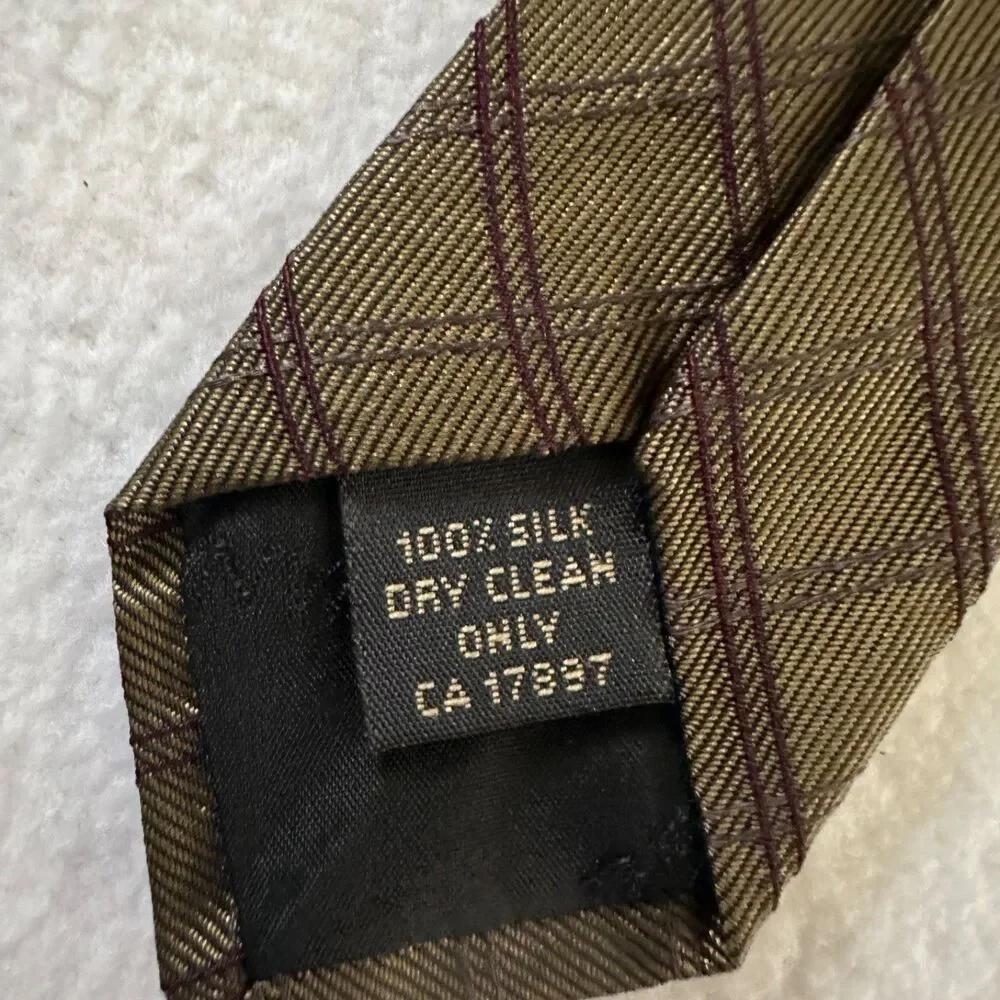 Banana Republic Brown Gold Classic 100% Silk Designer Tie Made In Italy 59